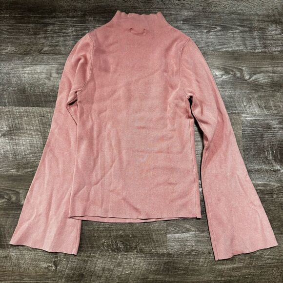 Maeve by Anthropologie Pink Ribbed Mock Neck Flare Sleeve Shirt Size Medium - Picture 8 of 8